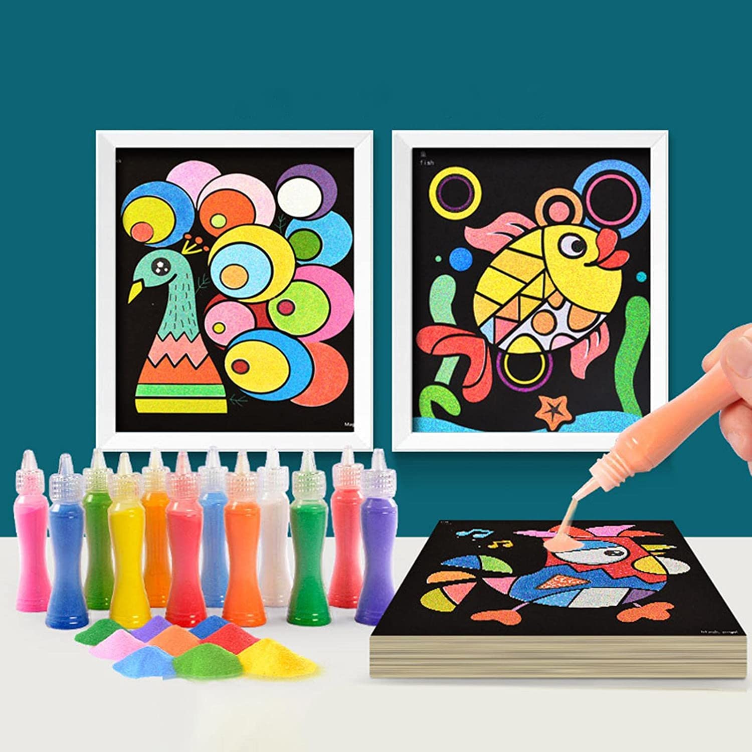 Amazon.co.jp: 砂絵 セット 27枚サンドアートペインティングカード
